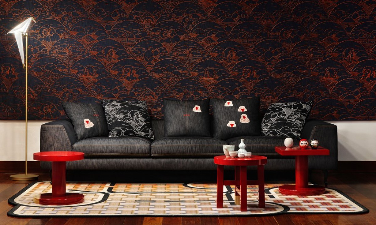 Moooi Wallcovering Tokyo Blue - Indigo Macaque MO3000 Copper